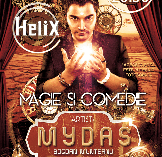Afis: Spectacol magie si comedie in Helix Pub, 12 iunie 2024